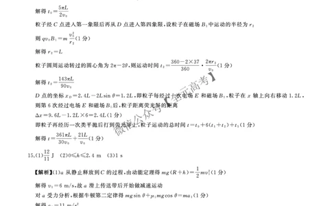 二轮二物理(湖南)答案_2025年4月_2504252025届河南省百师联盟高三下学期4月二轮复习联考_物理