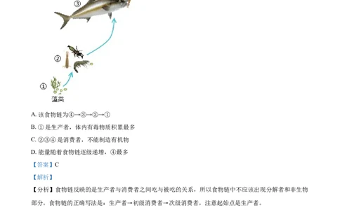 精品解析：广东省2021年中考生物试题（解析版）_中考真题_8.生物中考真题2015-2024年_2021中考生物真题64份_2021年广东_精品解析：广东省2021年中考生物试题