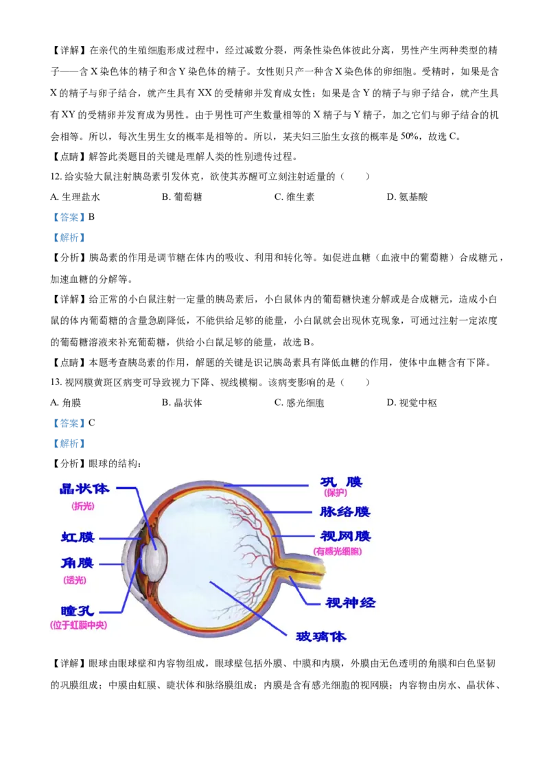 精品解析：广东省2021年中考生物试题（解析版）_中考真题_8.生物中考真题2015-2024年_2021中考生物真题64份_2021年广东_精品解析：广东省2021年中考生物试题