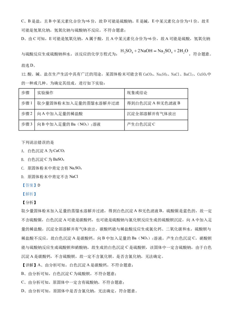 精品解析：四川省广安市2020年中考化学试题（解析版）_中考真题_5.化学中考真题2015-2024年_2020中考化学真题（113份）_2020年中考真题精品解析化学（四川广安卷）精编word版