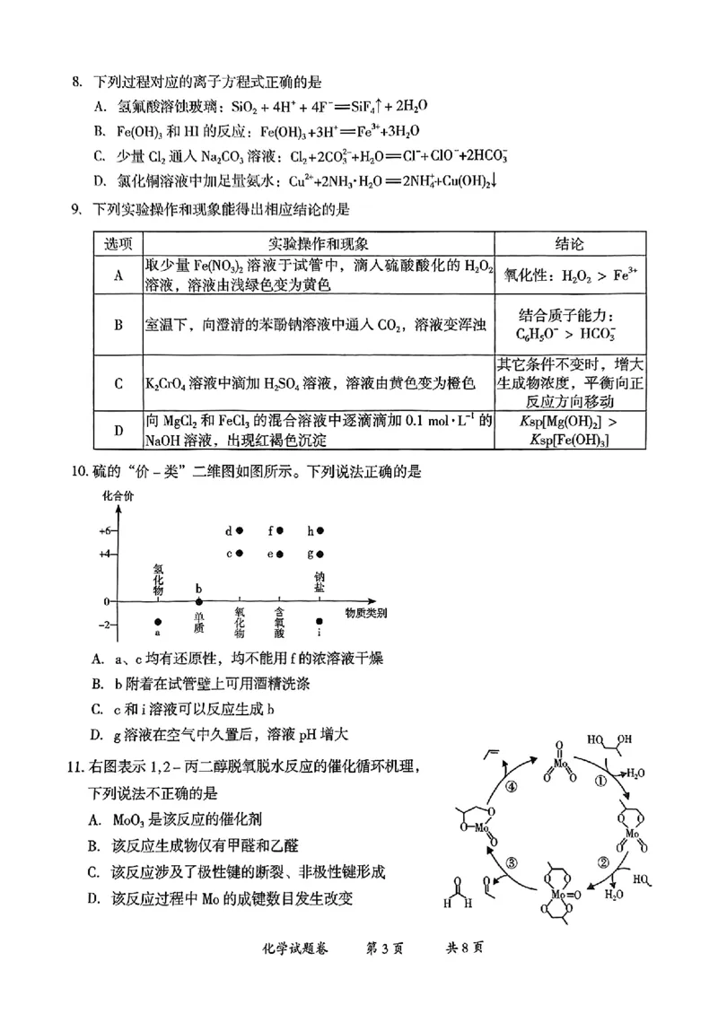 云南省曲靖市2024-2025学年高三年级第二次教学质量监测化学_2025年4月_250427云南省曲靖市2024-2025学年高三年级第二次教学质量监测（全科）