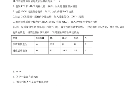 精品解析：江苏省盐城市2020年中考化学试题（原卷版）_中考真题_5.化学中考真题2015-2024年_2020中考化学真题（113份）_2020年中考真题精品解析化学（江苏盐城卷）精编word版