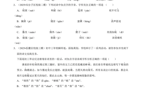 2026年中考语文常考考点专题之字音字形_162026年中考七科常考考点专题资料_001中考语文常考考点专题