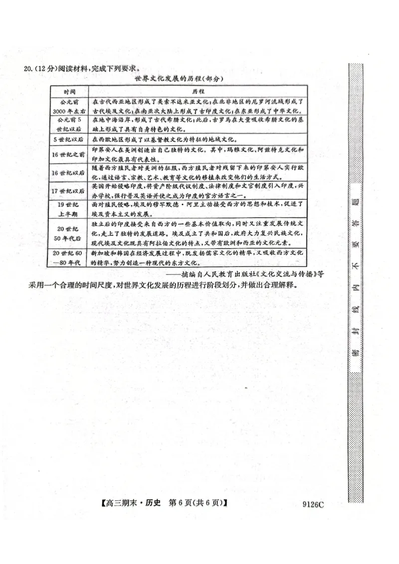 高三历史_2024届甘肃省酒泉市瓜州县第一中学高三上学期1月期末考试_甘肃省酒泉市瓜州县第一中学2024届高三上学期1月期末考试历史