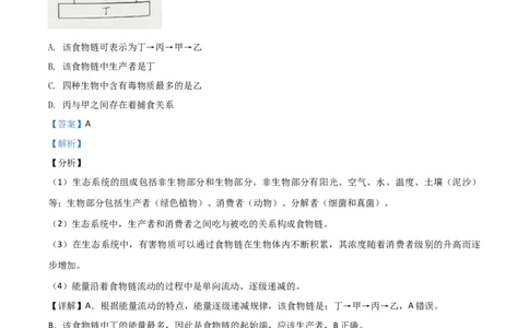 精品解析：湖南省邵阳市2020年中考生物试题（解析版）_中考真题_8.生物中考真题2015-2024年_2020生物真题74份_2020年中考真题解析生物(湖南邵阳卷)精编word版