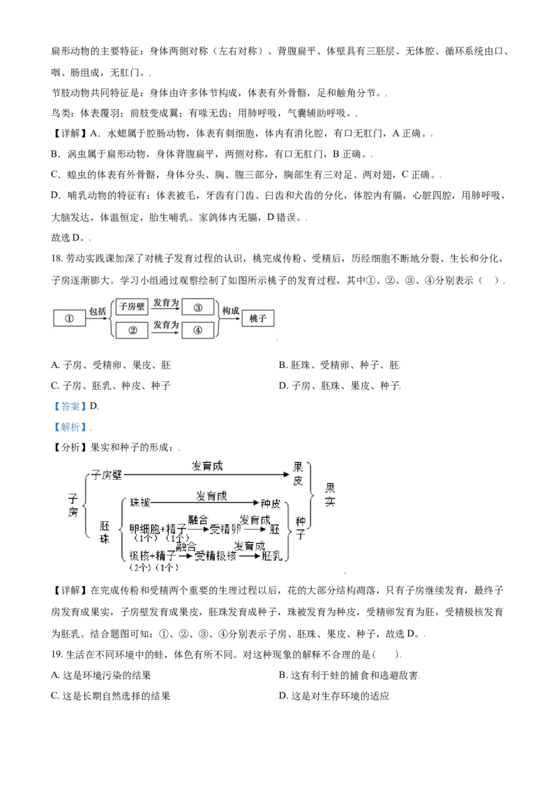 精品解析：山东省济宁市2021年中考生物试题（解析版）_中考真题_8.生物中考真题2015-2024年_2021中考生物真题64份_2021山东省_精品解析：山东省济宁市2021年中考生物试题