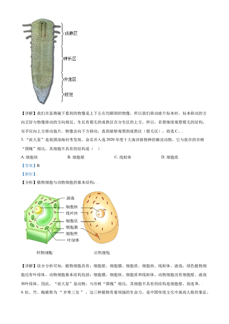 精品解析：山东省济宁市2021年中考生物试题（解析版）_中考真题_8.生物中考真题2015-2024年_2021中考生物真题64份_2021山东省_精品解析：山东省济宁市2021年中考生物试题