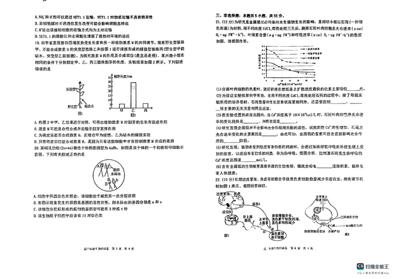 辽宁鞍山一中高三四模五校联考生物试卷_2024届辽宁省五校联考（大连市二十四中学、大连八中、辽宁省实验中学、鞍山一中、东北育才学校）2024届高三上学期期末考试