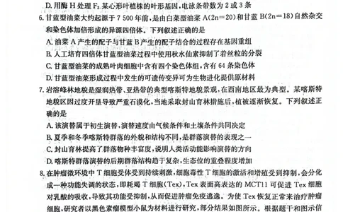 南宁高三二模南宁市2025届普通高中毕业班第二次适应性测试生物试卷_2025年3月_250321广西省南宁市2025届普通高中毕业班第二次适应性测试（全科）