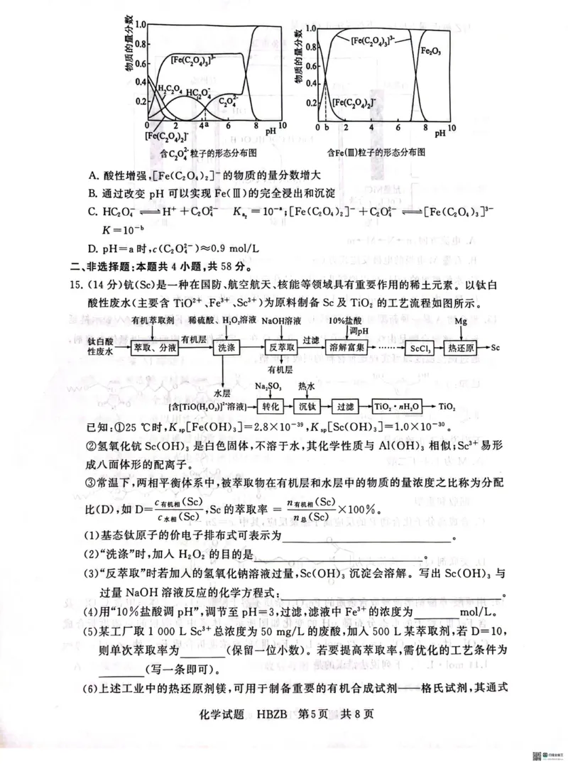 2025届高三部分重点中学3月联合测评（T8联考）化学试题_2025年3月_2503282025届八省八校高三部分重点中学3月联合测评（T8联考）（全科）