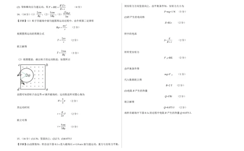 2024-2025学年度张家口市第一中学高三年级高考第一次模拟物理答案_2025年3月_250302河北省张家口市第一中学2025届高三下学期一模试题（全科）