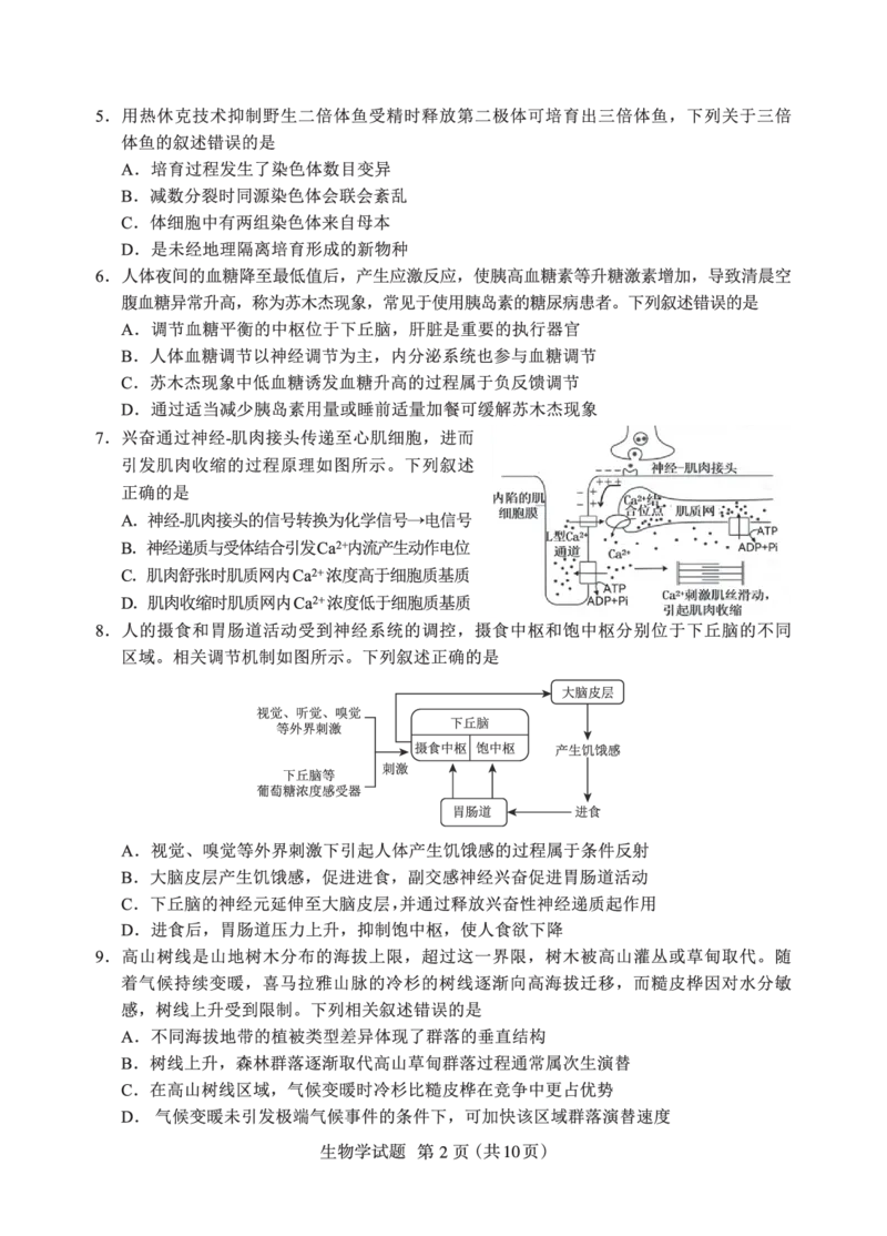 N生物试卷：全国名校联盟2026届高三开学模拟考_2025年8月_250831内蒙古-全国名校联盟2026届高三联合开学摸底考试（全科）_N电子试卷：全国名校联盟2026届高三开学模拟考