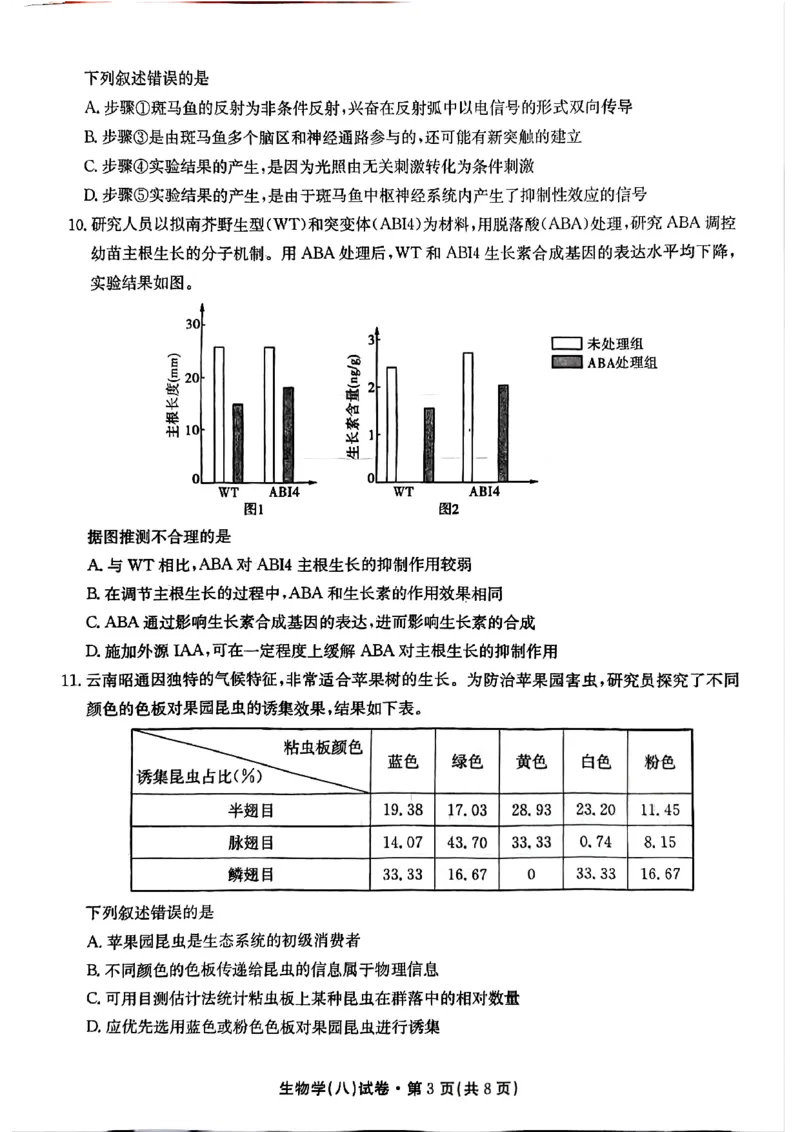 2025届云南名校月考（八）生物_2025年5月_250511云南省名校联盟2025届高三月考（八）（全）