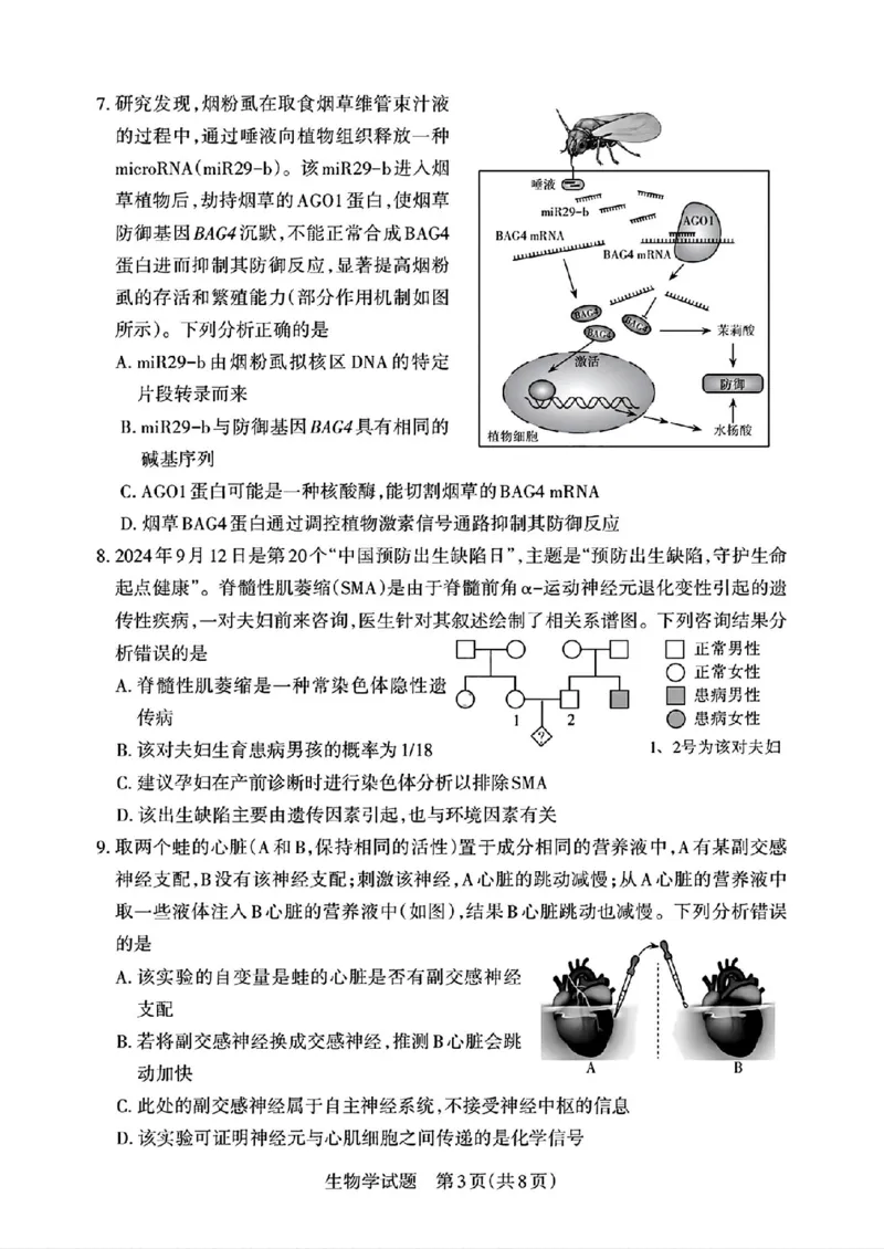 2025届山西省高三下学期考前适应性测试启航（一模）生物试卷（含答案）_2025年2月_250224山西省2025届高三下学期考前适应性测试启航卷（一模）（全科）