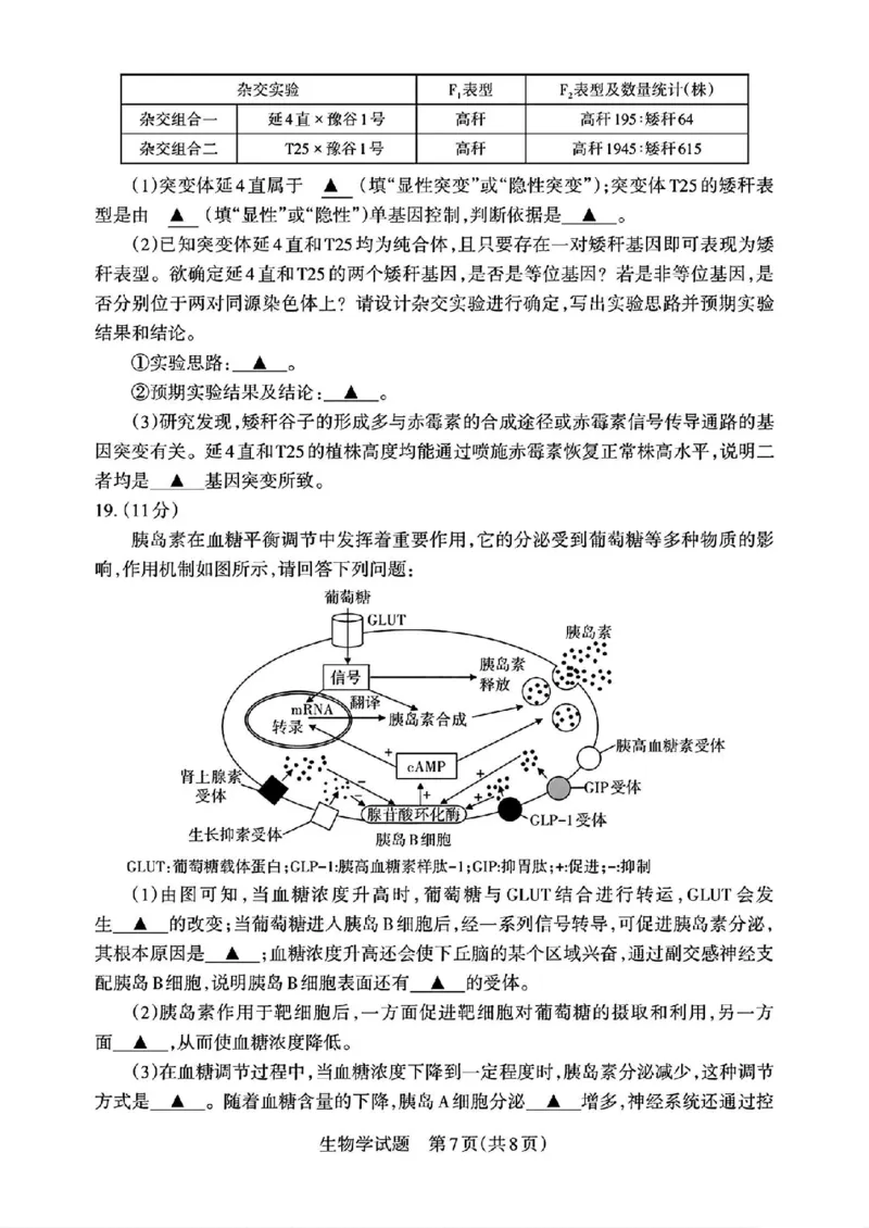 2025届山西省高三下学期考前适应性测试启航（一模）生物试卷（含答案）_2025年2月_250224山西省2025届高三下学期考前适应性测试启航卷（一模）（全科）
