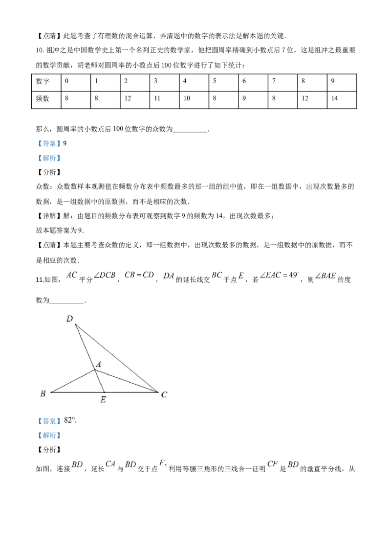 精品解析：江西省2020年中考数学试题（解析版）_中考真题_2.数学中考真题2015-2024年_2020全国多省多地中考数学真题126份_2020年中考真题精品解析数学（江西卷）精编word版