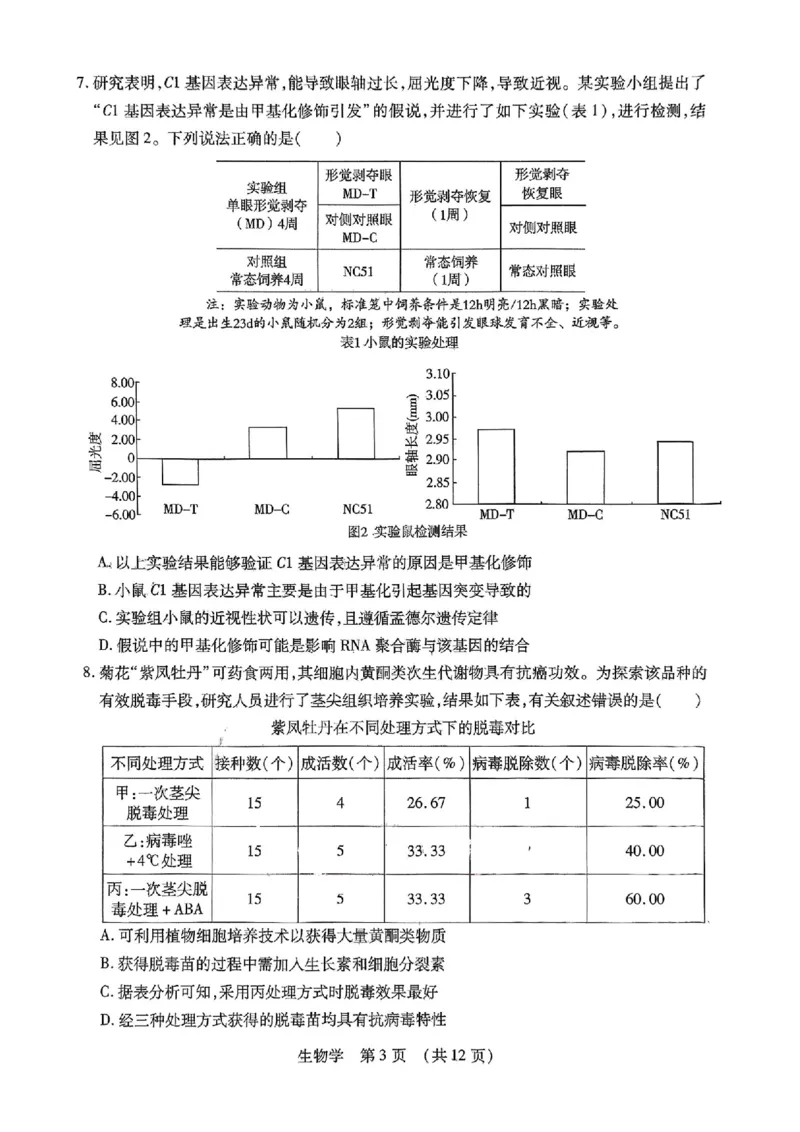 2025年东北三省四市教研联合体高考模拟试题（二）生物_2025年5月_2505112025年东北三省四市教研联合体高考模拟试题（二）（全科）