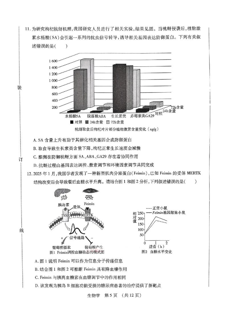 2025年东北三省四市教研联合体高考模拟试题（二）生物_2025年5月_2505112025年东北三省四市教研联合体高考模拟试题（二）（全科）