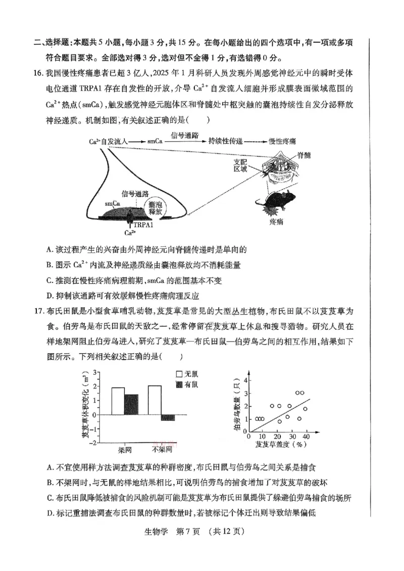 2025年东北三省四市教研联合体高考模拟试题（二）生物_2025年5月_2505112025年东北三省四市教研联合体高考模拟试题（二）（全科）