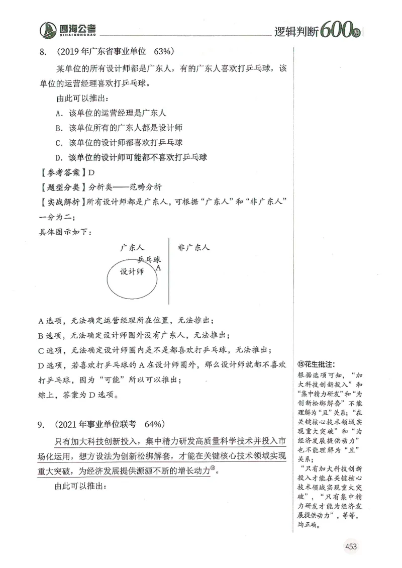 逻辑判断600题--解析_26吉林考备考资料包_11省考刷题包_28逻辑判断600题