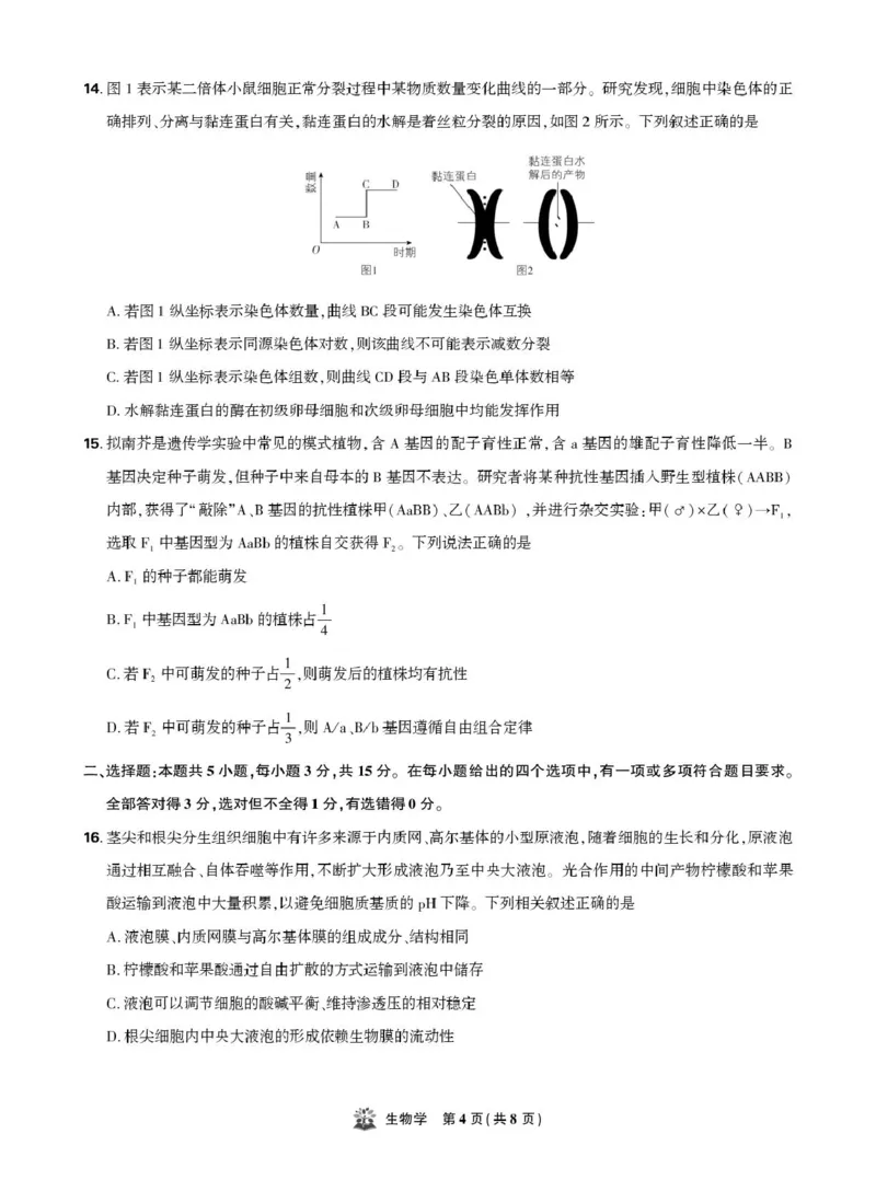 东北精准教学联盟高三10月---生物学强化卷试卷_2025年10月_12026年试卷教辅资源等多个文件_251031东北三省精准教学联盟2026届高三10月联考强化卷