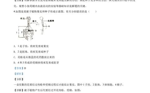 精品解析：山东省泰安市2020年中考生物试题（解析版）_中考真题_8.生物中考真题2015-2024年_2020生物真题74份_2020年中考真题精品解析生物（山东泰安卷）精编word版