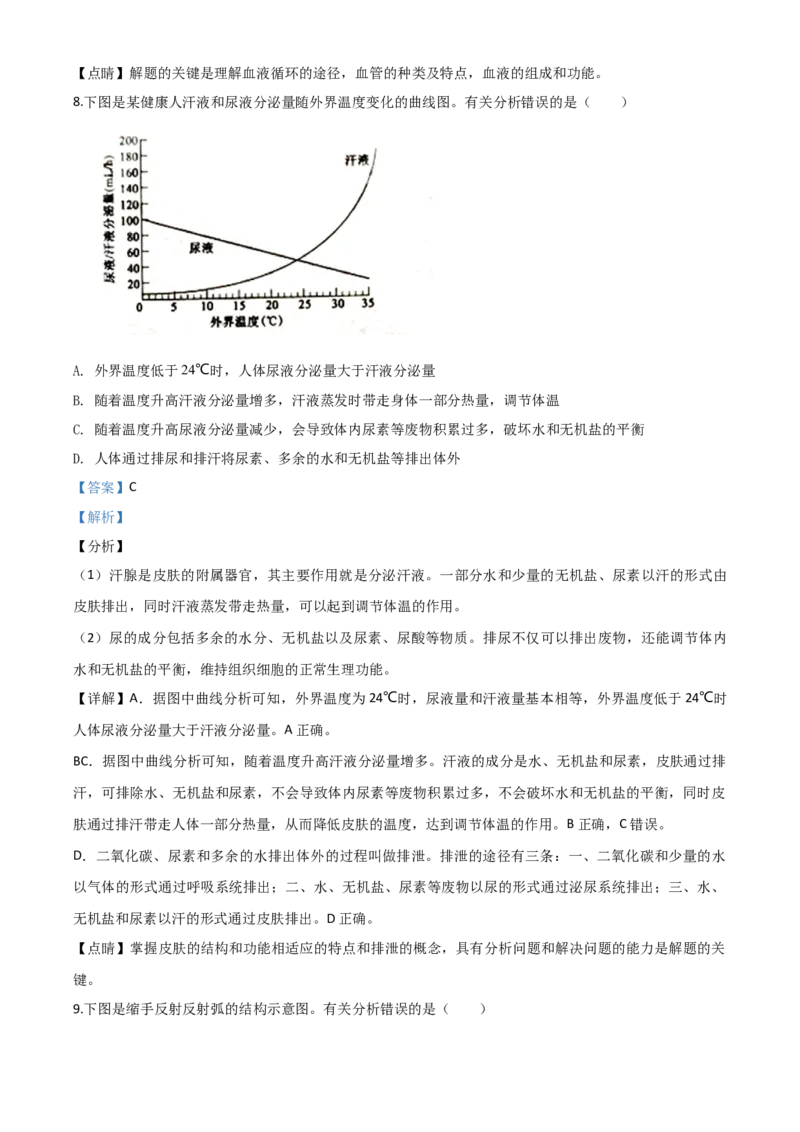 精品解析：山东省泰安市2020年中考生物试题（解析版）_中考真题_8.生物中考真题2015-2024年_2020生物真题74份_2020年中考真题精品解析生物（山东泰安卷）精编word版