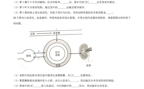 精品解析：甘肃省平凉市2020年中考生物试题（原卷版）_中考真题_8.生物中考真题2015-2024年_2020生物真题74份_2020年中考真题精品解析生物（甘肃平凉卷）精编word版