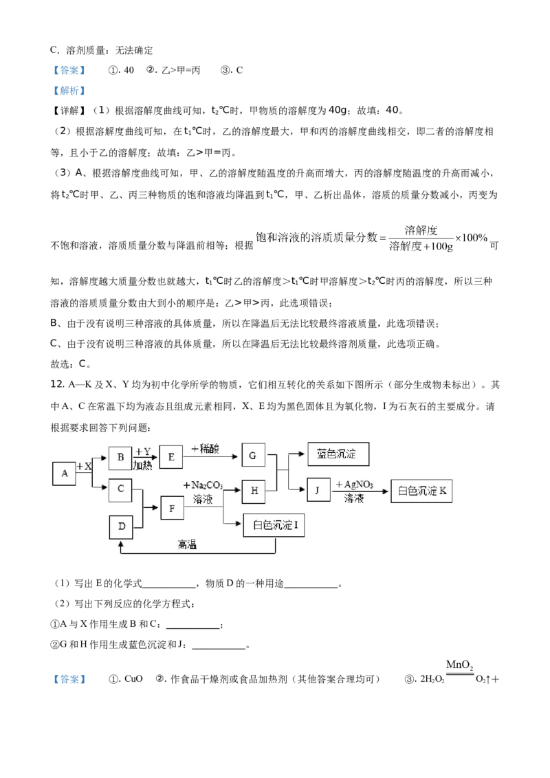 贵州省黔东南州2021年中考化学试题（解析版）_中考真题_5.化学中考真题2015-2024年_地区卷_贵州省_贵州黔东南化学14-21缺15,17