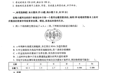 高中生物标准预测试卷题目1-5_4-教培资料-26年最新资料-同步更新_科一科二电子资料合集中小幼（笔记真题知识点汇总等）文件多，按需保存_各机构笔记合集（中小幼）推荐