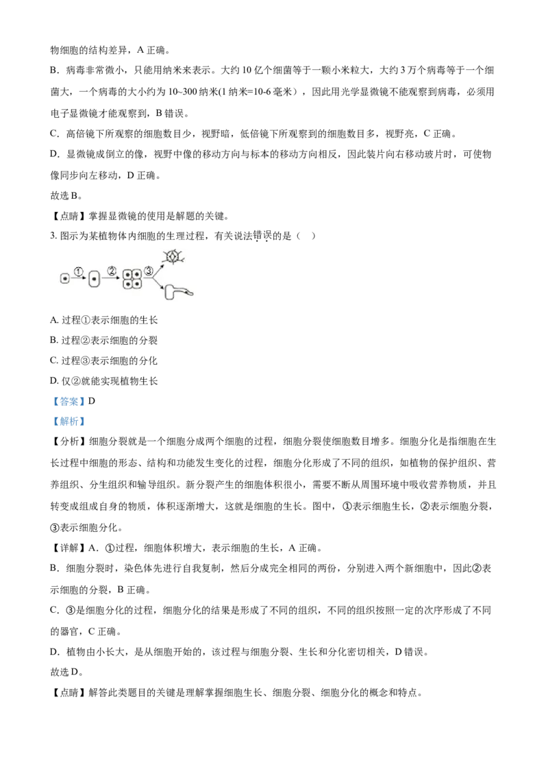 精品解析：四川省遂宁市2021年中考生物试题（解析版）_中考真题_8.生物中考真题2015-2024年_2021中考生物真题64份_2021四川_精品解析：四川省遂宁市2021年中考生物试题