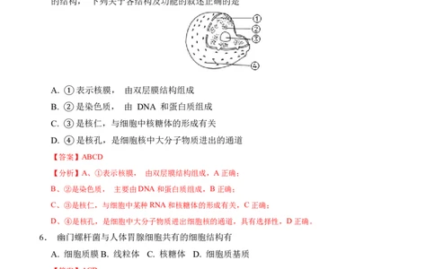 高一生物期中模拟卷（全解全析）（上海专用）_1多考区联考试卷_1021高一期中模拟卷（上海专用）黄金卷：2024-2025学年高一上学期期中模拟考试