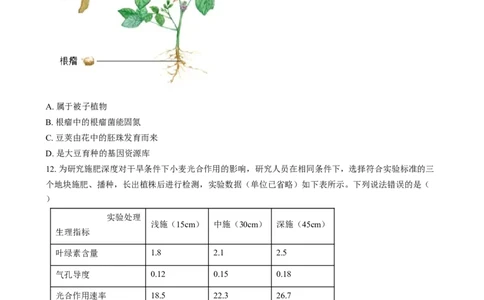 精品解析：2024年河北省八年级中考生物真题（原卷版）_中考真题_8.生物中考真题2015-2024年_2024年中考生物真题_精品解析：2024年河北省八年级中考生物真题