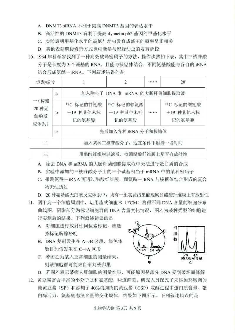 2025年常德市高三年级二模生物试题及答案解析2025高三生物试卷（印刷版）_2025年4月_250401湖南省常德市2025届高三下学期模拟考试（二模）（全科）