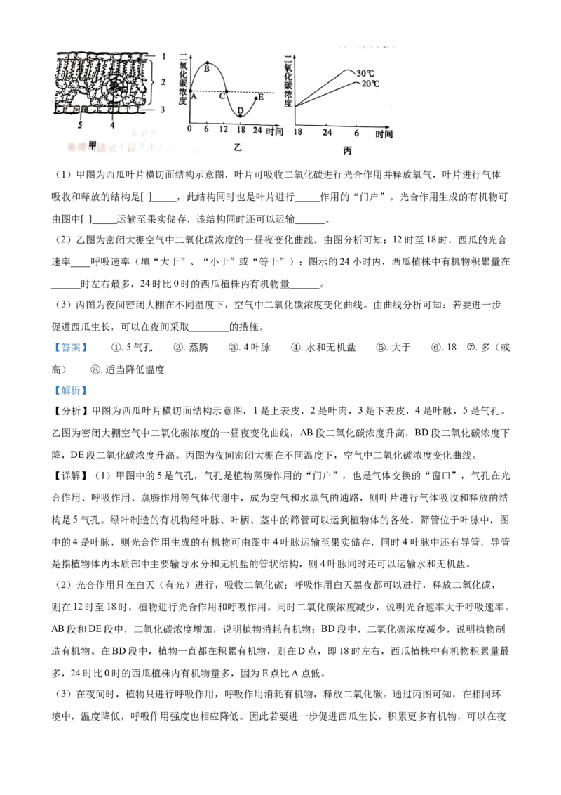精品解析：山东省聊城市2021年中考生物试题（解析版）_中考真题_8.生物中考真题2015-2024年_2021中考生物真题64份_2021山东省_精品解析：山东省聊城市2021年中考生物试题