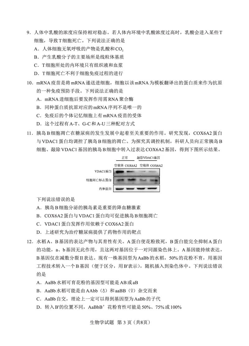 F生物试卷：全国名校联盟2026届高三开学模拟考_2025年8月_250831福建-全国名校联盟2026届高三联合开学摸底考试（全科）_生物