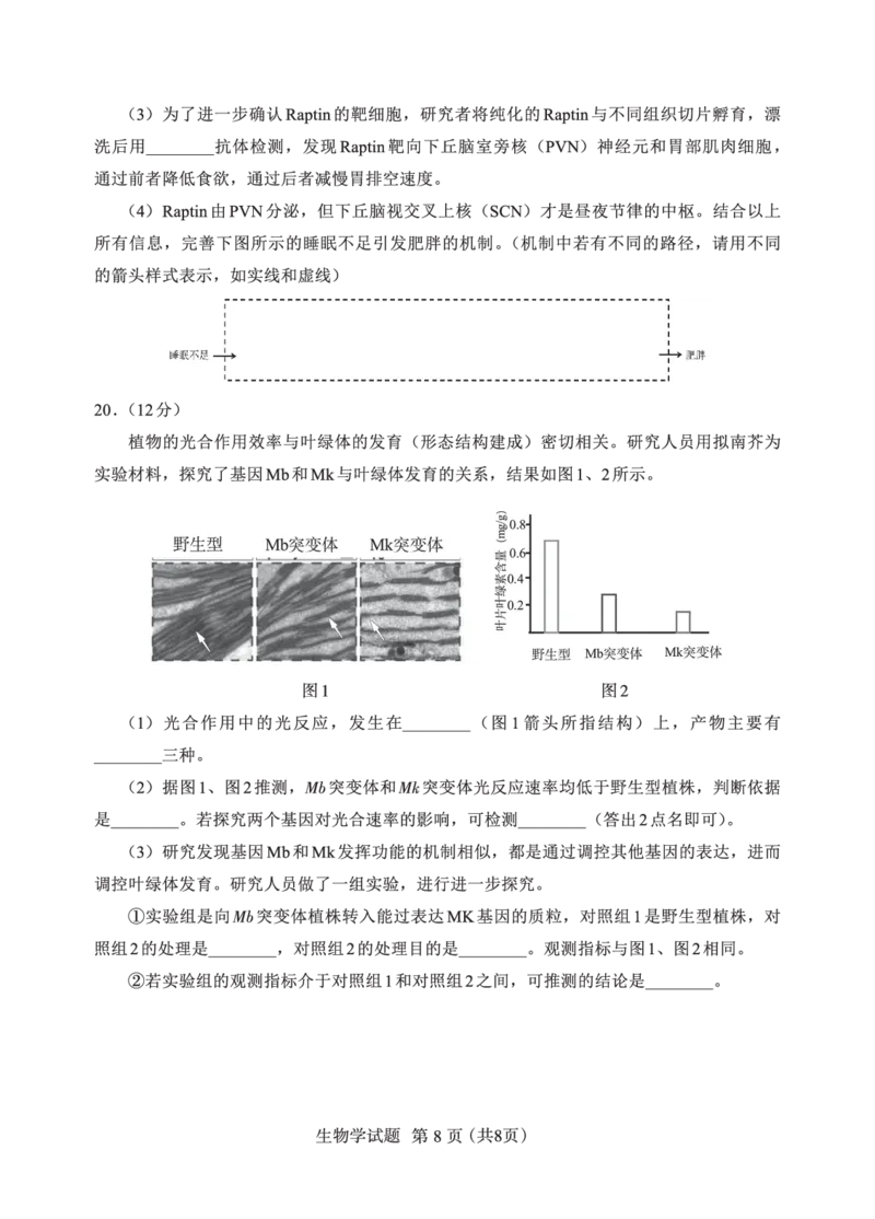 F生物试卷：全国名校联盟2026届高三开学模拟考_2025年8月_250831福建-全国名校联盟2026届高三联合开学摸底考试（全科）_生物