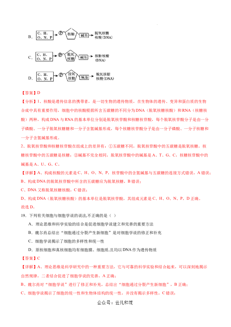 高一生物第一次月考卷（新八省）（全解全析）_1多考区联考试卷_0920（新八省专用）黄金卷：2024-2025学年高一上学期第一次月考（含答题卡word解析版）