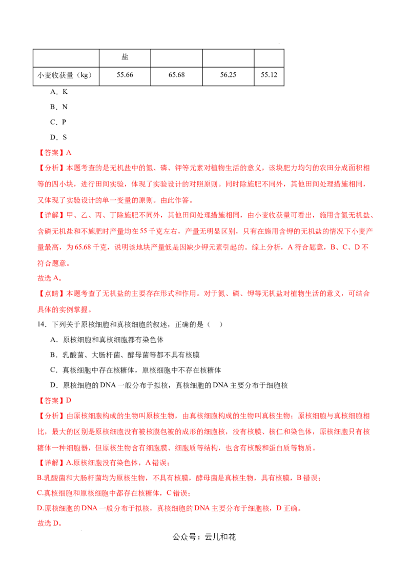 高一生物第一次月考卷（新八省）（全解全析）_1多考区联考试卷_0920（新八省专用）黄金卷：2024-2025学年高一上学期第一次月考（含答题卡word解析版）