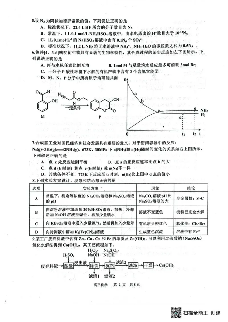 化学_2025年11月_251122江西省景德镇市2026届高三第一次质量检测（全科）_江西省景德镇市2026届高三上学期第一次质量检测化学试题（含答案）