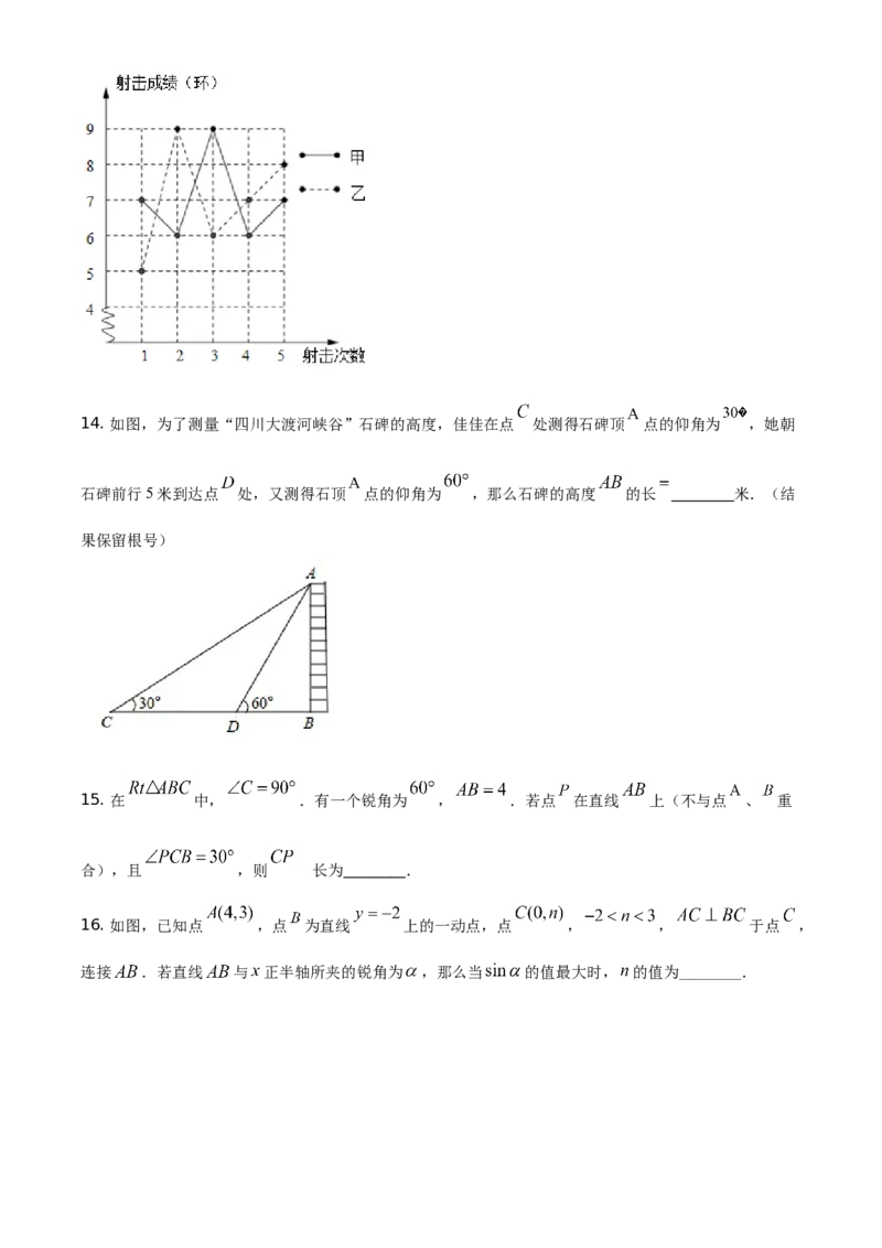 精品解析：四川省乐山市2021年中考数学真题（原卷版）_中考真题_2.数学中考真题2015-2024年_地区卷_四川省_四川乐山数学10-22