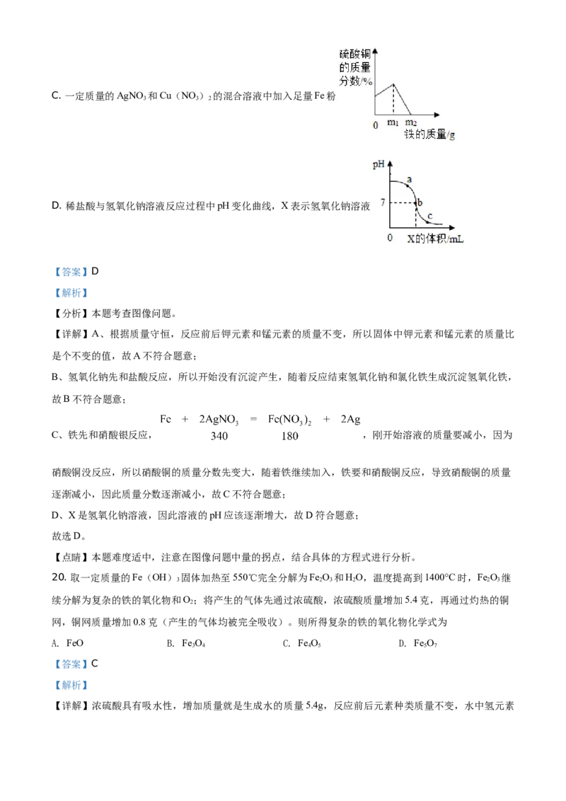 精品解析：湖南省湘潭市2021年中考化学试题（解析版）_中考真题_5.化学中考真题2015-2024年_地区卷_湖南省_湘潭化学12-22