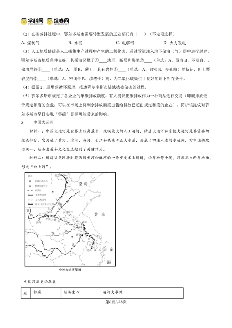 上海市浦东新区2024学年度第二学期高中教学质量检测地理_2025年4月_250408上海市浦东新区2024学年度第二学期高中教学质量检测（全科）