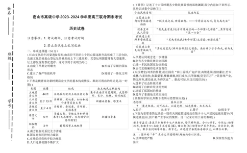 黑龙江省鸡西市密山市高级中学2024届高三上学期1月期末考试历史(1)_2024年1月_021月合集_2024届黑龙江省鸡西市密山市高级中学高三上学期1月期末考试