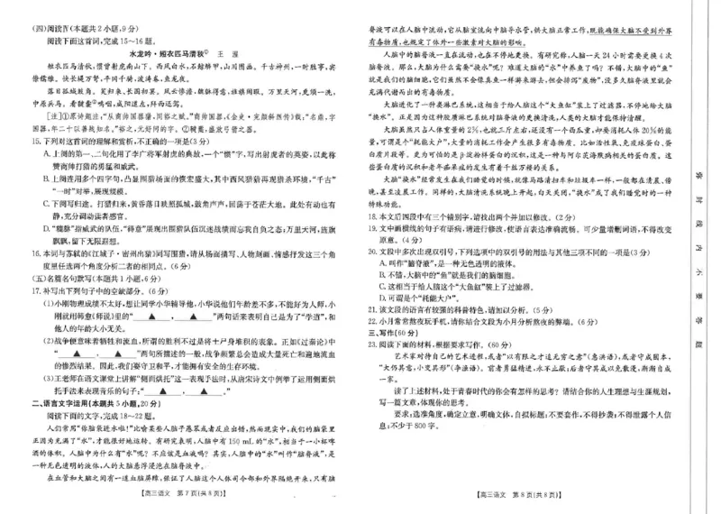 2025届河南省新乡市高三二模考试语文试题_2025年4月_250410河南省新乡金太阳2025届高三第二次模拟（全科）_河南省新乡金太阳2025届高三第二次模拟语文试题