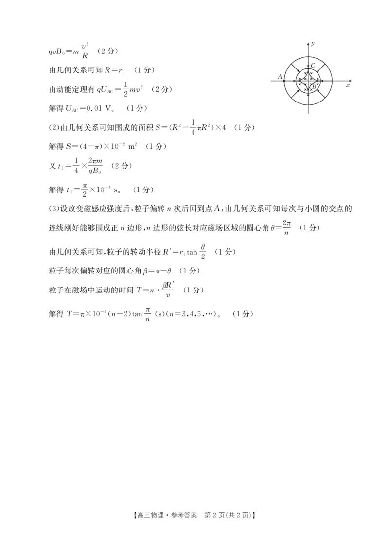 423C（A卷）物理答案_2025年4月_2504282025届河北省&ldquo;五个一&rdquo;名校联盟高三下学期4月联考（全科）_2025届河北省&ldquo;五个一&rdquo;名校联盟高三下学期4月联考物理试题