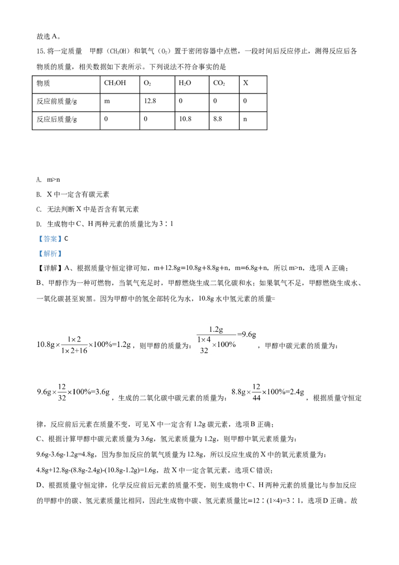 精品解析：江苏省盐城市2020年中考化学试题（解析版）_中考真题_5.化学中考真题2015-2024年_2020中考化学真题（113份）_2020年中考真题精品解析化学（江苏盐城卷）精编word版