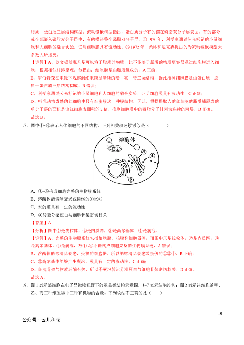 高一生物期中模拟卷（全解全析）（新八省通用）_1多考区联考试卷_1014高一期中模拟卷（新八省专用）黄金卷：2024-2025学年高一上学期期中模拟考试