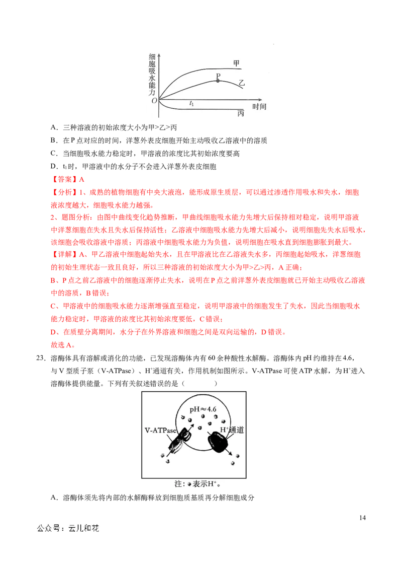 高一生物期中模拟卷（全解全析）（新八省通用）_1多考区联考试卷_1014高一期中模拟卷（新八省专用）黄金卷：2024-2025学年高一上学期期中模拟考试