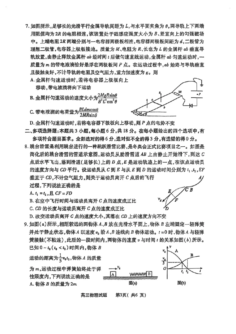 2025年河南省五市高三第二次联考-物理试卷_2025年4月_250425河南五市二联2025年河南省五市高三第二次联考